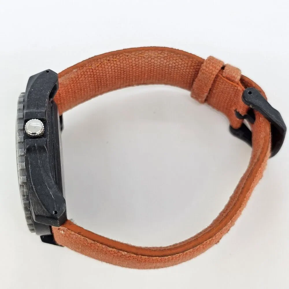Men's Sprout Watch 42MM‎ Brown Dial Orange Canvas Band Straps New Battery